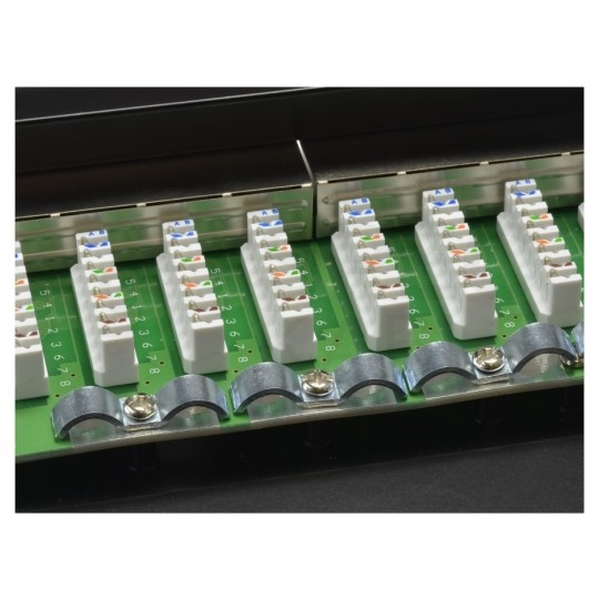 Patch panel RACK 10" kat.6 12p FTP z półką 1U czarny NEKU