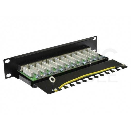 Patch panel RACK 10" kat.6 12p FTP z półką 1U czarny NEKU