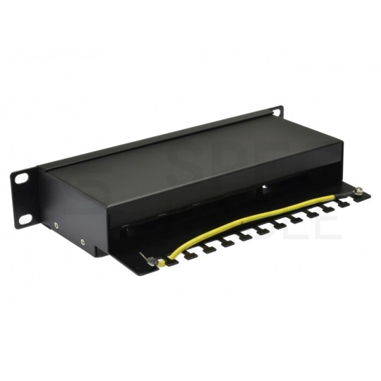Patch panel RACK 10" kat.6 12p FTP z półką 1U czarny NEKU
