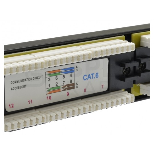 Patch panel RACK 10" kat.6 12p UTP 1U czarny NEKU