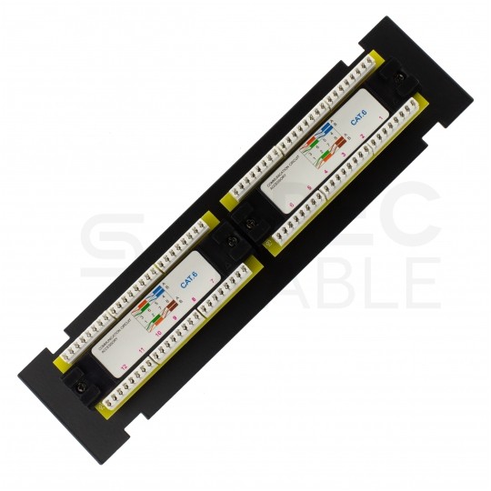 Patch panel RACK 10" kat.6 12p UTP naścienny 1U czarny NEKU