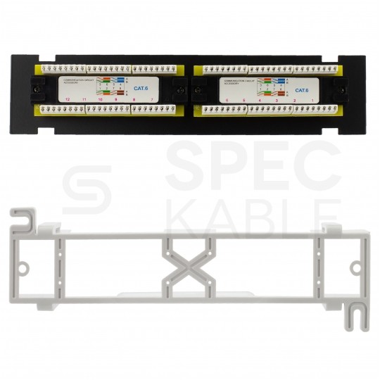 Patch panel RACK 10" kat.6 12p UTP naścienny 1U czarny NEKU