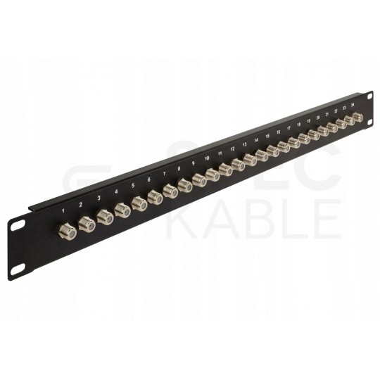 Patch panel RACK 19" 24 porty typu F 1U czarny NEKU