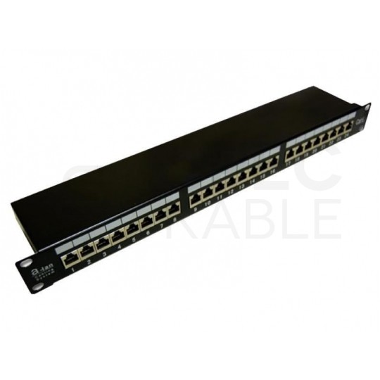 Patch panel RACK 19" kat.5e 24p FTP z półką 1U czarny Alantec