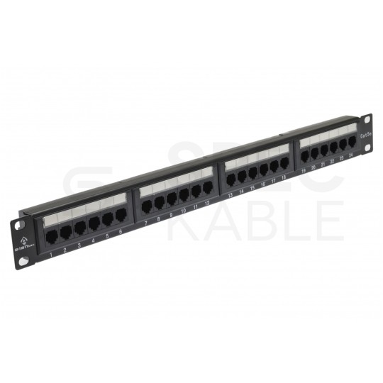 Patch panel RACK 19" kat.5e 24p UTP 1U czarny Alantec