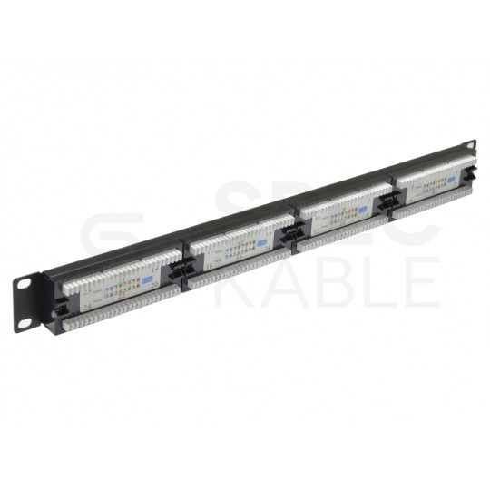 Patch panel RACK 19" kat.5e 24p UTP 1U czarny NEKU
