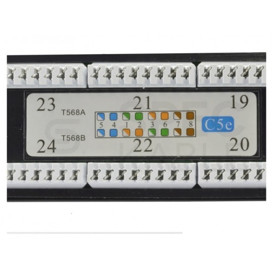 Patch panel RACK 19" kat.5e 24p UTP 1U czarny NEKU