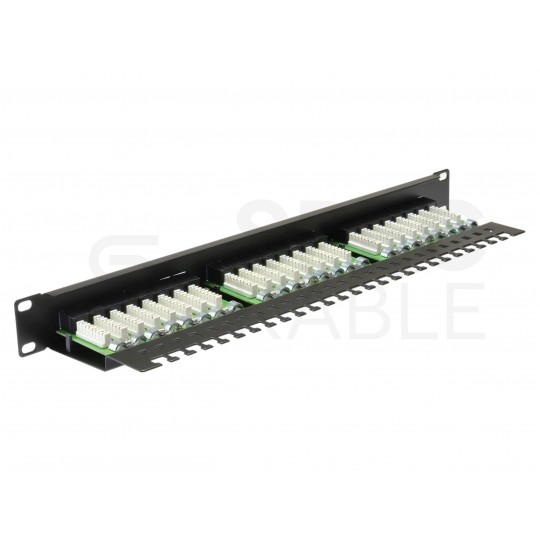 Patch panel RACK 19" kat.5e 24p UTP z półką 1U czarny Alantec