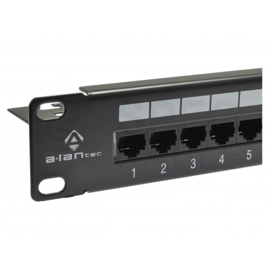 Patch panel RACK 19" kat.5e 24p UTP z półką 1U czarny Alantec