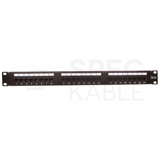 Patch panel RACK 19" kat.5e 24p UTP z półką 1U czarny DIGITUS