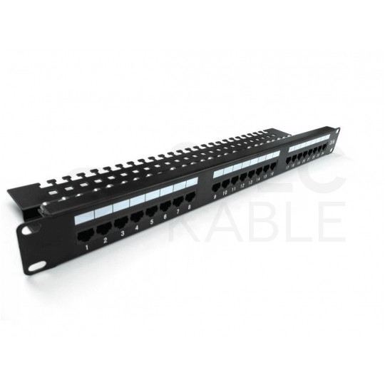 Patch panel RACK 19" kat.5e 24p UTP z półką 1U czarny DIGITUS