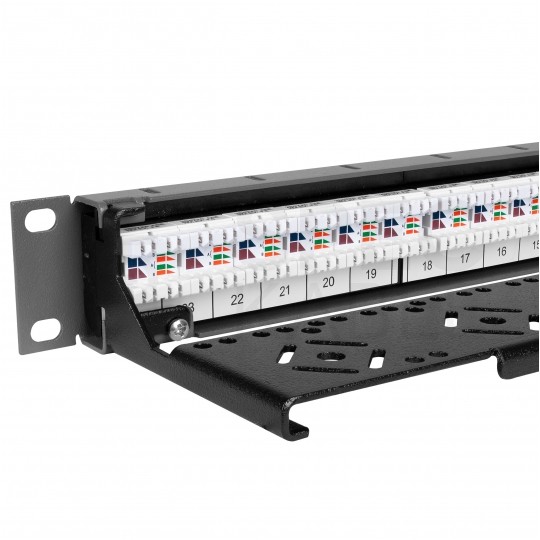 Patch panel RACK 19" kat.5e 24p UTP z półką 1U grafit DataGate+ Molex