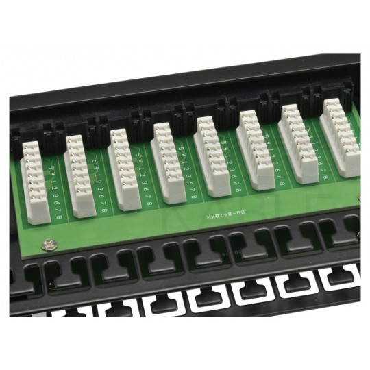 Patch panel RACK 19" kat.5e 48p UTP z półką 1U czarny NEKU