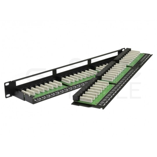 Patch panel RACK 19" kat.5e 48p UTP z półką 1U czarny NEKU