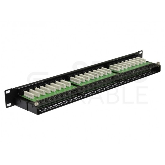Patch panel RACK 19" kat.5e 48p UTP z półką 1U czarny NEKU