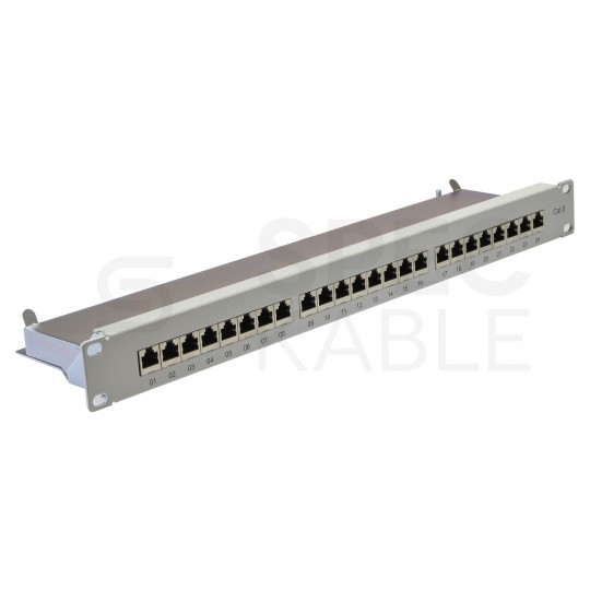 Patch panel RACK 19" kat.6 24p FTP z półką 1U szary