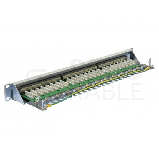 Patch panel RACK 19" kat.6 24p FTP z półką 1U szary VALUE