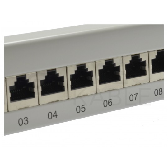 Patch panel RACK 19" kat.6 24p FTP z półką 1U szary VALUE