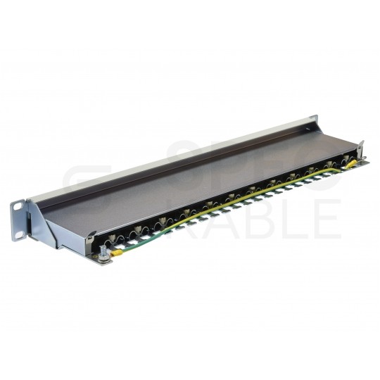 Patch panel RACK 19" kat.6 24p FTP z półką 1U szary VALUE