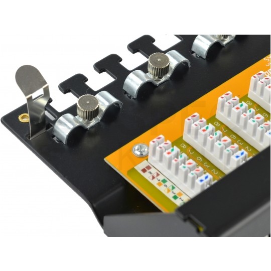 Patch panel RACK 19" kat.6 24p STP z półką czarny Alantec