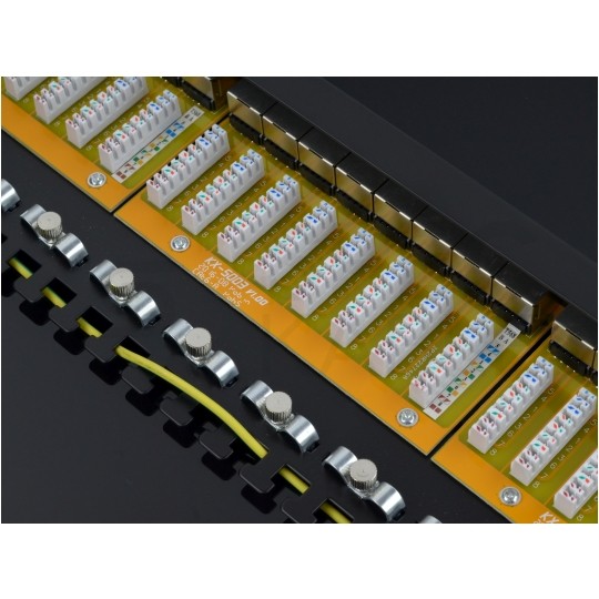 Patch panel RACK 19" kat.6 24p STP z półką czarny Alantec