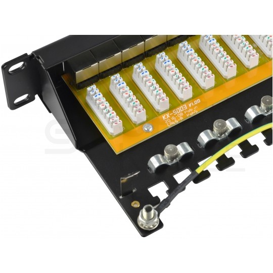 Patch panel RACK 19" kat.6 24p STP z półką czarny Alantec