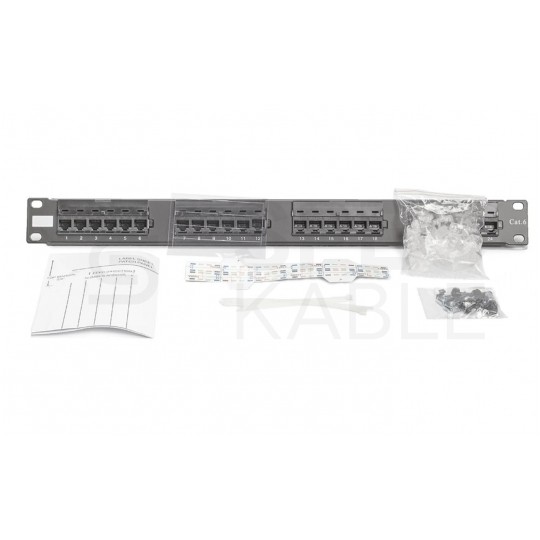 Patch panel RACK 19" kat.6 24p UTP 1U czarny ATEL