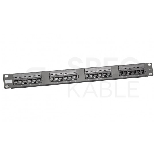 Patch panel RACK 19" kat.6 24p UTP 1U czarny ATEL