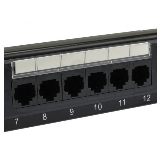 Patch panel RACK 19" kat.6 24p UTP 1U czarny NEKU