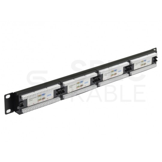 Patch panel RACK 19" kat.6 24p UTP 1U czarny NEKU