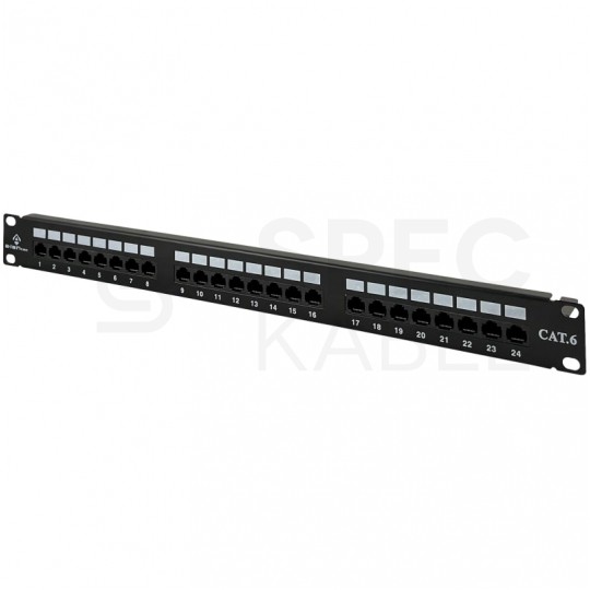 Patch panel RACK 19" kat.6 24p UTP z półką 1U czarny Alantec