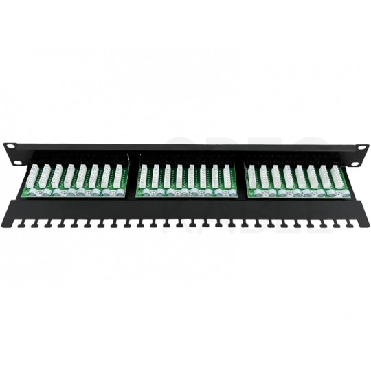 Patch panel RACK 19" kat.6 24p UTP z półką 1U czarny Alantec
