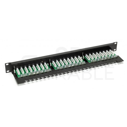Patch panel RACK 19" kat.6 24p UTP z półką 1U czarny ATEL