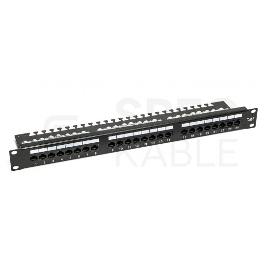 Patch panel RACK 19" kat.6 24p UTP z półką 1U czarny ATEL