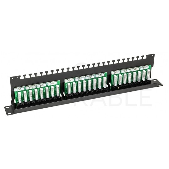 Patch panel RACK 19" kat.6 24p UTP z półką 1U czarny ATEL
