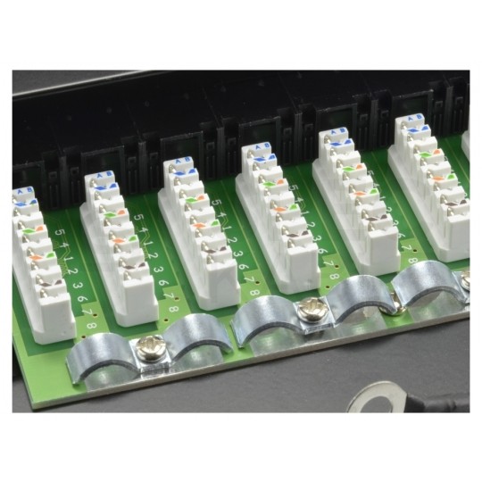 Patch panel RACK 19" kat.6 24p UTP z półką 1U czarny NEKU