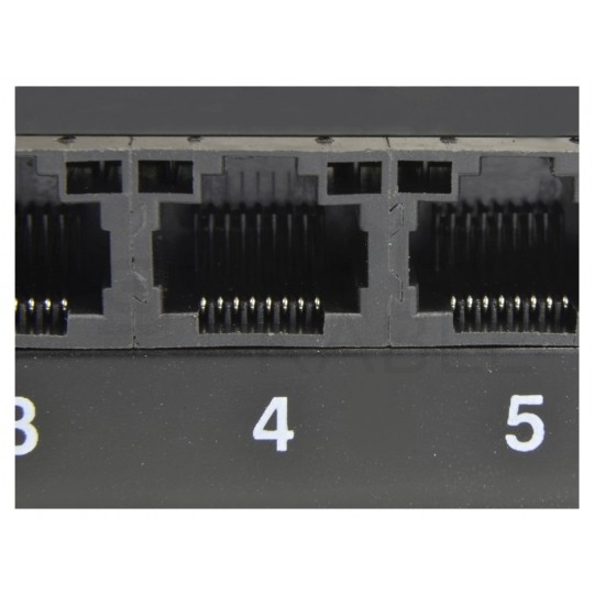 Patch panel RACK 19" kat.6 24p UTP z półką 1U czarny NEKU