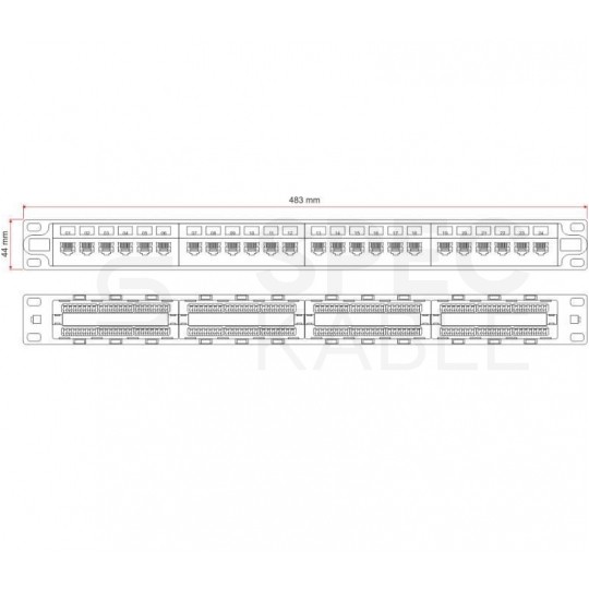 Patch panel RACK 19" kat.6 24p UTP z półką czarny Alantec
