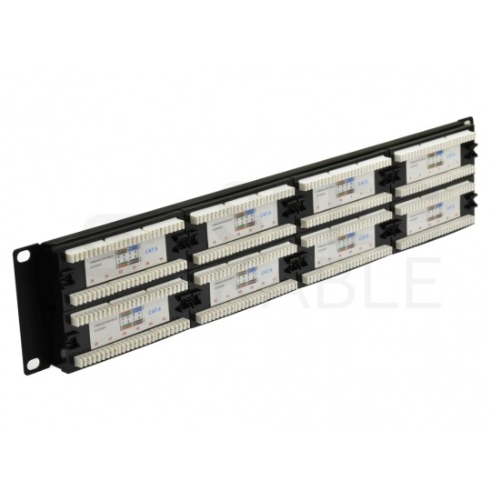 Patch panel RACK 19" kat.6 48p UTP 2U czarny NEKU