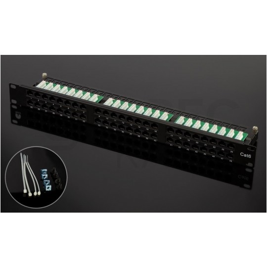 Patch panel RACK 19" kat.6 48p UTP z półką 1U ATEL