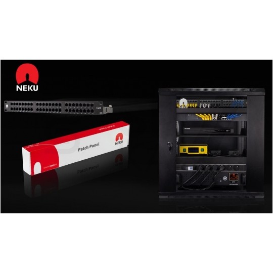 Patch panel RACK 19" kat.6 48p UTP z półką 1U NEKU