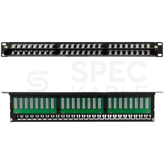 Patch panel RACK 19" kat.6 48p UTP z półką 1U NEKU