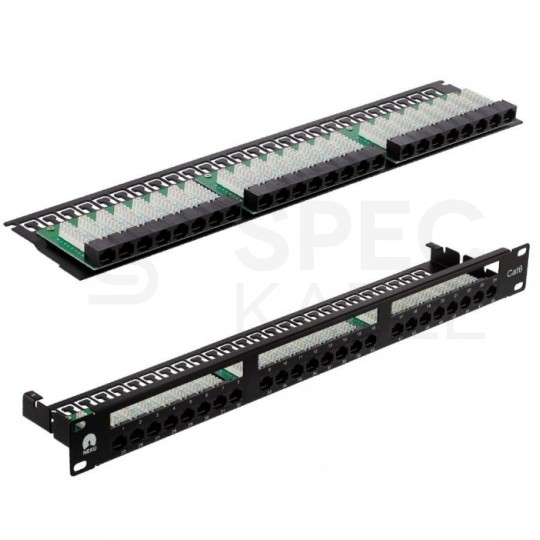 Patch panel RACK 19" kat.6 48p UTP z półką 1U NEKU