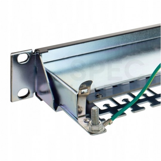 Patch panel RACK 19" kat.6A 24p FTP z półką 1U czarny NEKU