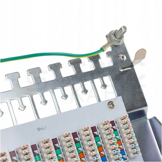 Patch panel RACK 19" kat.6A 24p FTP z półką 1U czarny NEKU