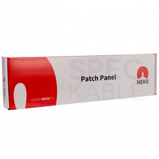 Patch panel RACK 19" kat.6A 24p FTP z półką 1U czarny NEKU