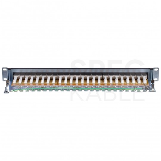 Patch panel RACK 19" kat.6A 24p FTP z półką 1U czarny NEKU
