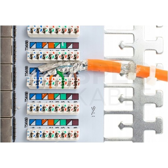 Patch panel RACK 19" kat.6A 24p FTP z półką 1U czarny NEKU