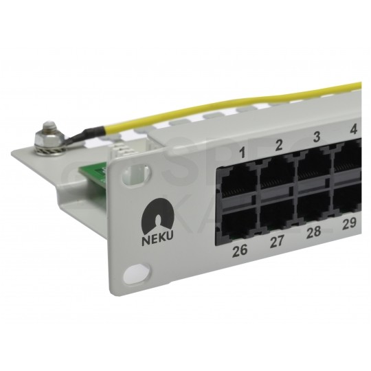 Patch panel telefoniczny RACK 19" kat.3 50xRJ45 8P4C 1U szary