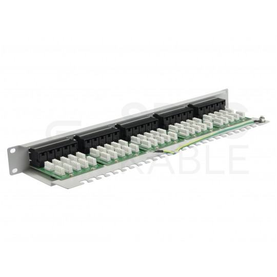 Patch panel telefoniczny RACK 19" kat.3 50xRJ45 8P4C 1U szary